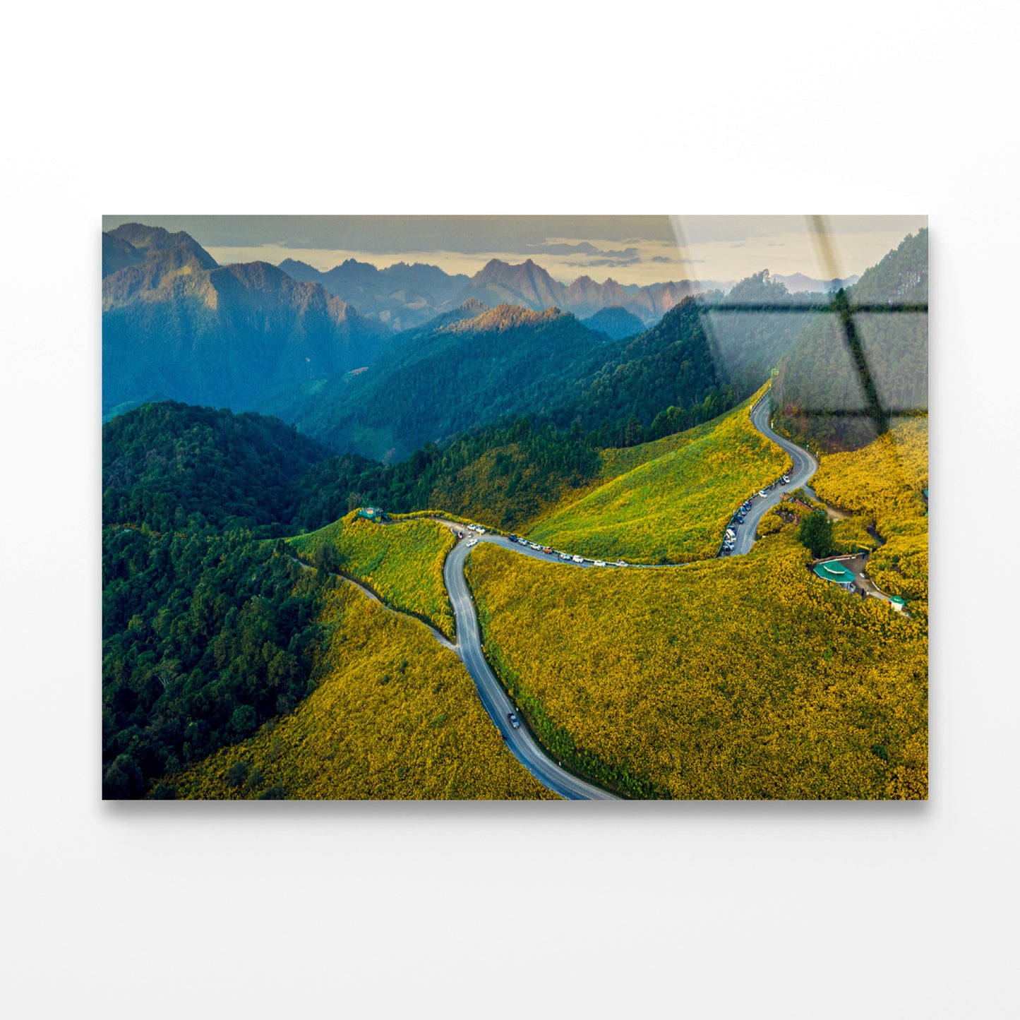 Scenic Mountain Road Winding Through Mountains Acrylic Glass Print Tempered Glass Wall Art 100% Made in Australia Ready to Hang