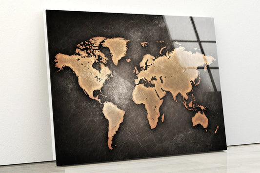 Vintage World Map 3D UV Direct Aluminum Print Australian Made Quality