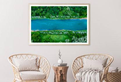 Mountain Lake With Trees Growing Around Home Decor Premium Quality Poster Print Choose Your Sizes