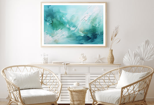 Abstract Oil Painting in Green, Mint & White Home Decor Premium Quality Poster Print Choose Your Sizes