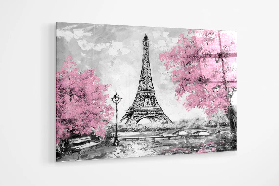 Pink black and white Paris Oil Painting UV Direct Aluminum Print Australian Made Quality