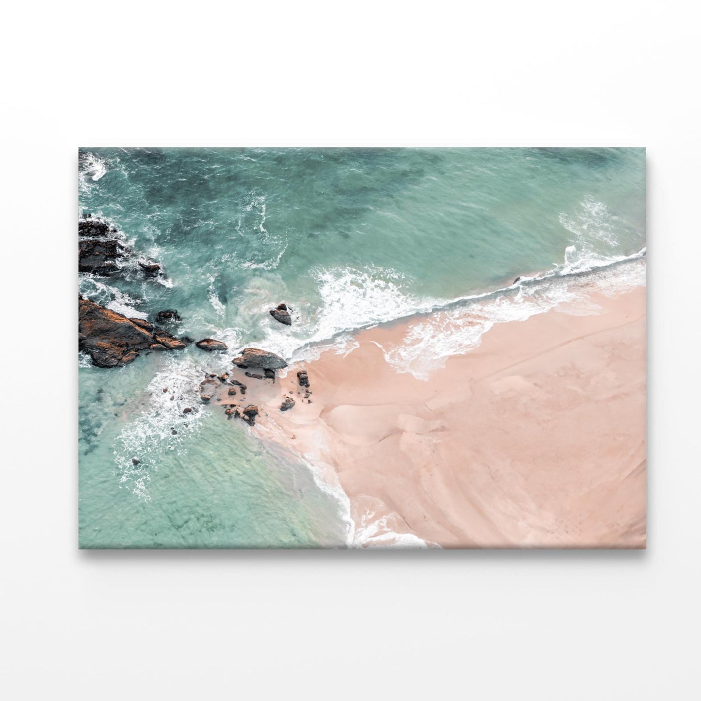 Beach Top View with Rocks Acrylic Glass Print Tempered Glass Wall Art 100% Made in Australia Ready to Hang