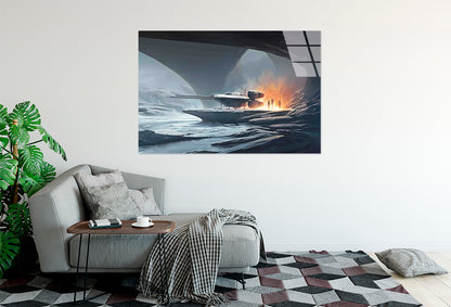 Futuristic Ice Landscap Tempered Glass Printing Wall Art Australian Made Quality