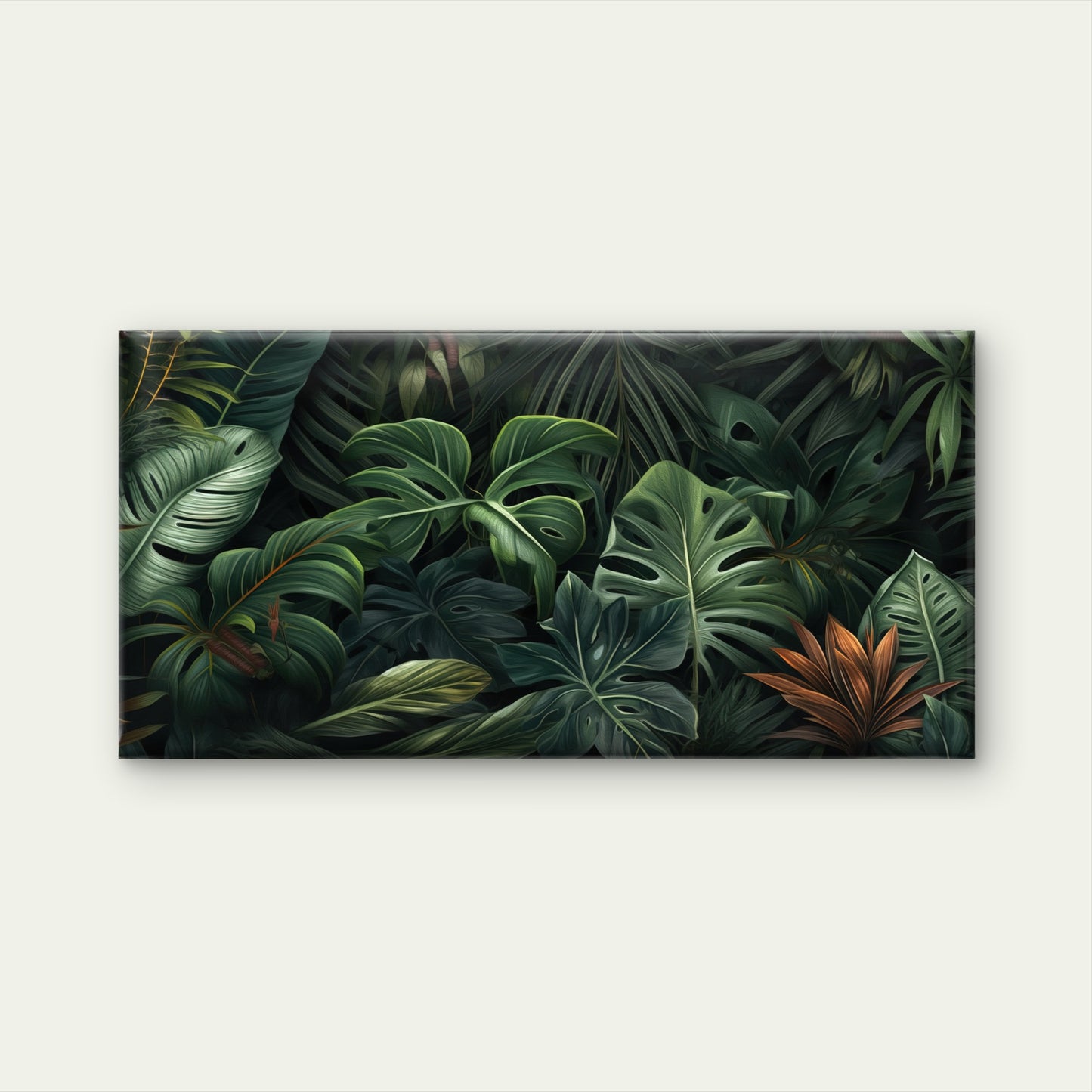 Dark Green Monstera Jungle Wall Art Canvas Office Home Room Framed 120x60cm - Bella Home Decor