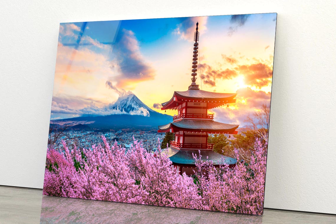 Pagoda In the Middle of a Field of Flowers Acrylic Glass Print Tempered Glass Wall Art 100% Made in Australia Ready to Hang - Bella Home Decor