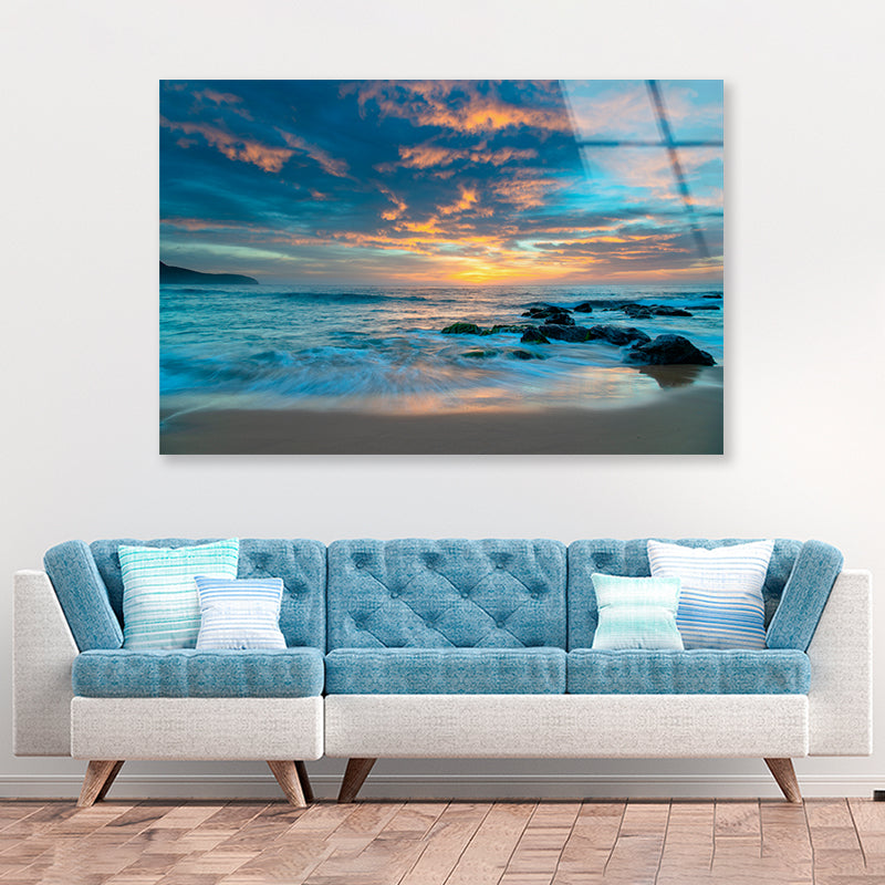 Sunrise Clouds Over the Sea Killcare Beach Australia Acrylic Glass Print Tempered Glass Wall Art 100% Made in Australia Ready to Hang