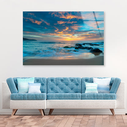 Sunrise Clouds Over the Sea Killcare Beach Australia Acrylic Glass Print Tempered Glass Wall Art 100% Made in Australia Ready to Hang