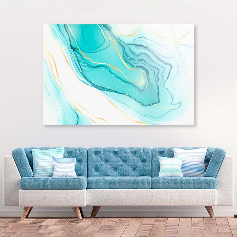 Pastel Cyan Mint Liquid Acrylic Glass Print Tempered Glass Wall Art 100% Made in Australia Ready to Hang