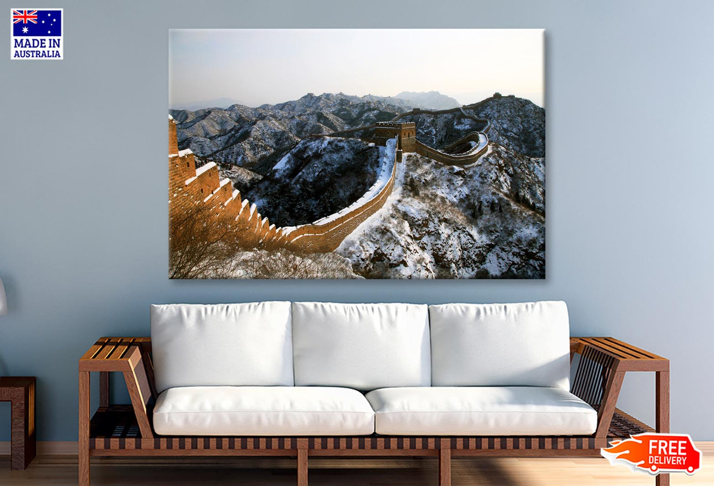 View Of the Great Wall of China in The Snow Wall Art Decor 100% Australian Made