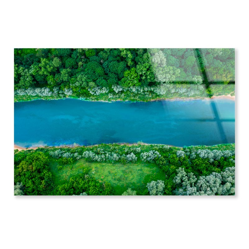 Mountain Lake With Trees Growing Around  Acrylic Glass Print Tempered Glass Wall Art 100% Made in Australia Ready to Hang - Bella Home Decor