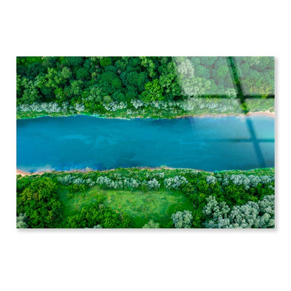 Mountain Lake With Trees Growing Around  Acrylic Glass Print Tempered Glass Wall Art 100% Made in Australia Ready to Hang - Bella Home Decor