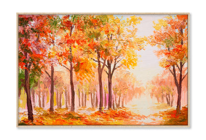 Colorful Autumn Forest Oil Painting Wall Art Limited Edition High Quality Print Canvas Box Framed Natural