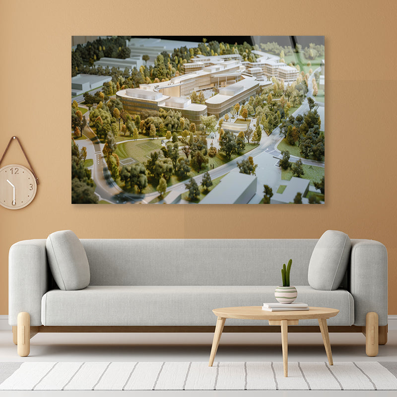Buildings Surrounded By Trees Acrylic Glass Print Tempered Glass Wall Art 100% Made in Australia Ready to Hang - Bella Home Decor