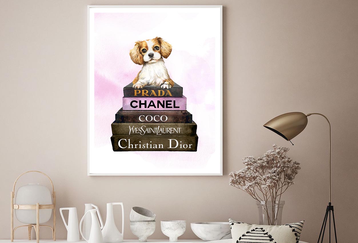 Dog On Book set Fashion Art Design Home Decor Premium Quality Poster Print Choose Your Sizes