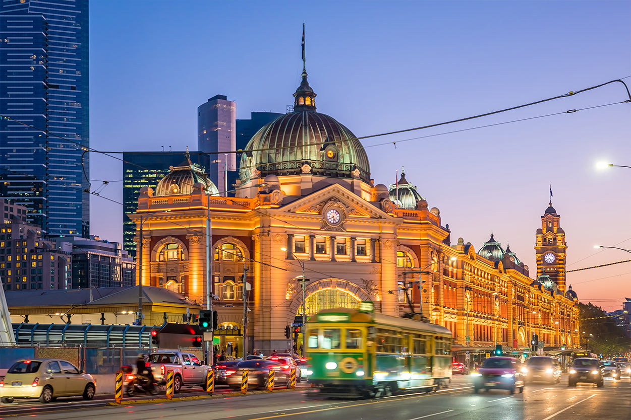 Flinders Street Station Melbourne Tram Sunset Wall Art Decor 100% Australian Made