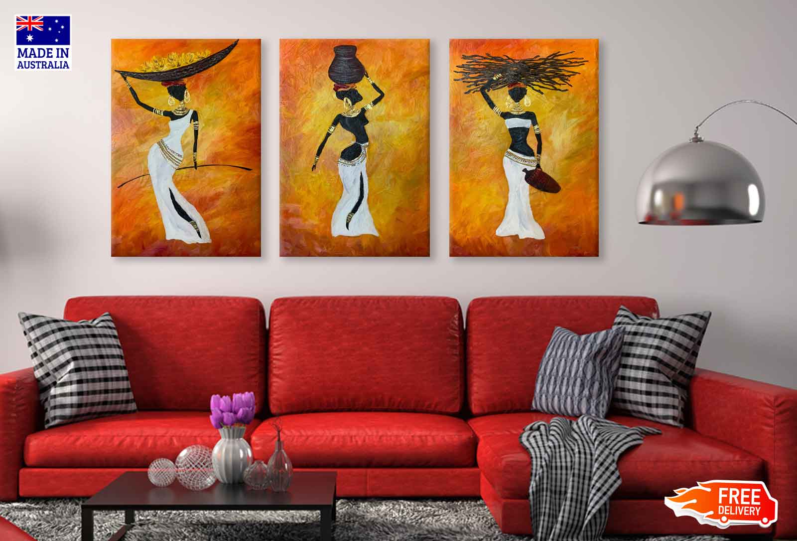 3 Set of African Woman Painting High Quality Print 100% Australian Made Wall Canvas Ready to Hang