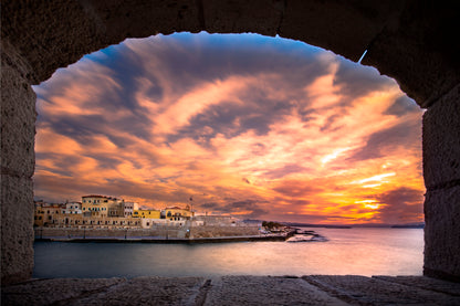 Chania Crete Greece Sunset Wall Art Decor 100% Australian Made - Bella Home Decor