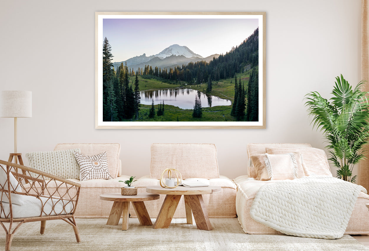 Scenic View of Lake Surrounded By Trees & Mountains Home Decor Premium Quality Poster Print Choose Your Sizes