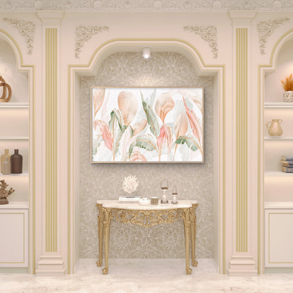 Gold and Blush Tropical Leaf Modern Botanical Wall Art Decor 100% Australian Made