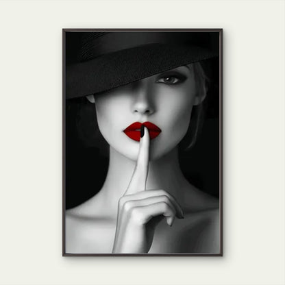 Modern Black & White Woman with Red Lipstick Fashion Home Decor Premium Quality Poster Print Choose Your Sizes