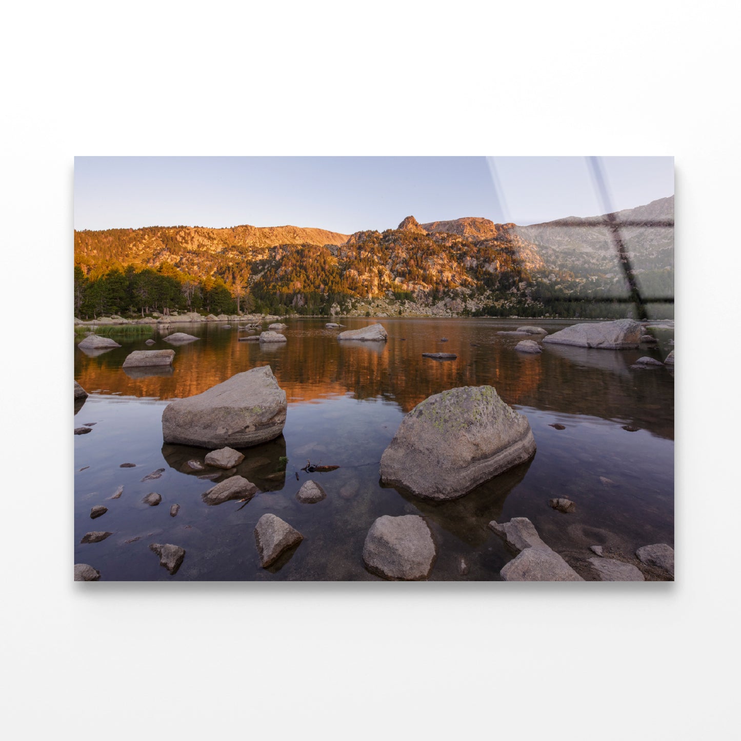 A Lake Surrounded By Rocks and Trees Acrylic Glass Print Tempered Glass Wall Art 100% Made in Australia Ready to Hang