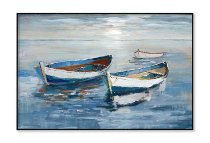 Boats On River Abstract Oil Paint Wall Art Limited Edition High Quality Print