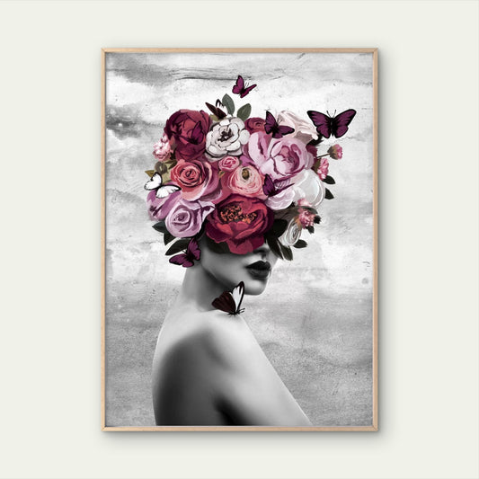 Pink Peony Flower Head Girl Fashion Home Decor Premium Quality Poster Print Choose Your Sizes - Bella Home Decor