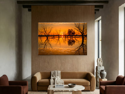 Beautiful sunrise over Lake Pinaroo in outback Australia  Wall Art Decor 100% Australian Made