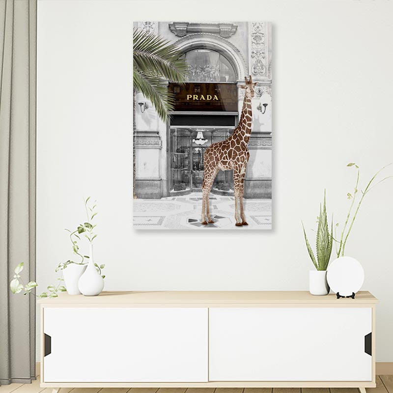 Giraffe & Fashion Store 3D Design Acrylic Glass Print Tempered Glass Wall Art 100% Made in Australia Ready to Hang