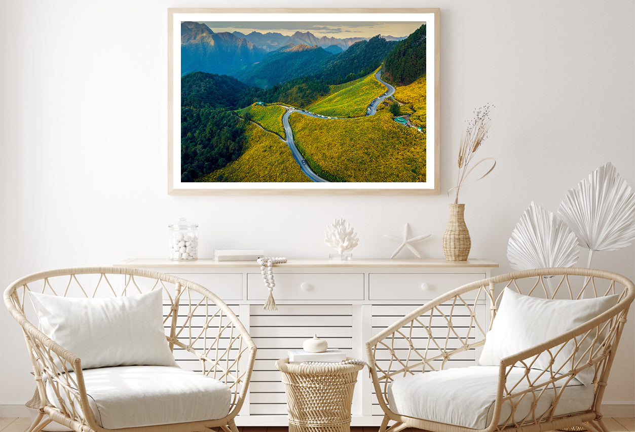 Scenic Mountain Road Winding Through Mountains Home Decor Premium Quality Poster Print Choose Your Sizes - Bella Home Decor