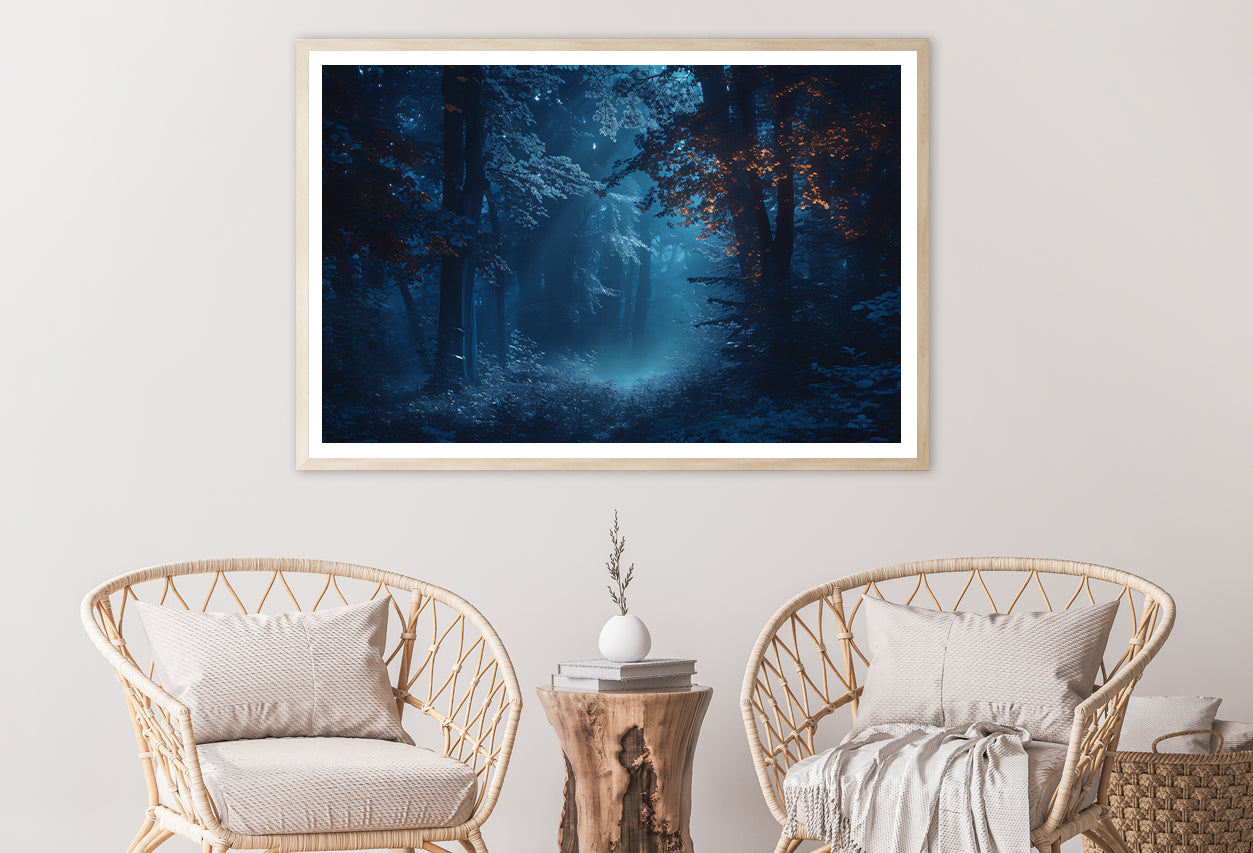 Futuristic Night Scene with Abstract Forest Home Decor Premium Quality Poster Print Choose Your Sizes