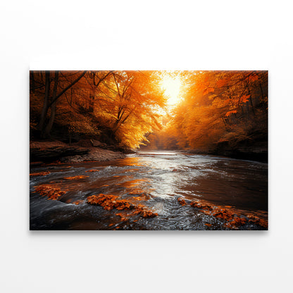 Orange autumn on The River Print 100% Australian Made - Bella Home Decor