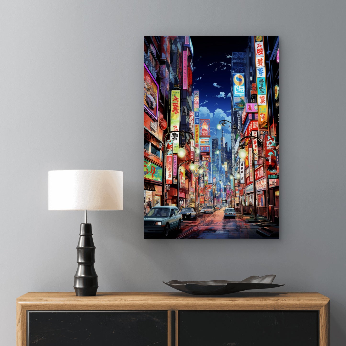 Cityscape Anime Urban Area Art 40x60cm Metal Print Ready to Hang