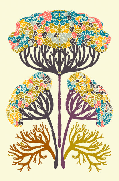 Organic Coral Floral Pattern Art 40x60cm Metal Print Ready to Hang - Bella Home Decor
