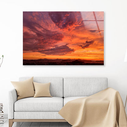 Aerial View Of Dramatic Sky in The Ranch  Acrylic Glass Print Tempered Glass Wall Art 100% Made in Australia Ready to Hang