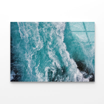 Close-Up of a Wave in the Ocean Acrylic Glass Print Tempered Glass Wall Art 100% Made in Australia Ready to Hang - Bella Home Decor