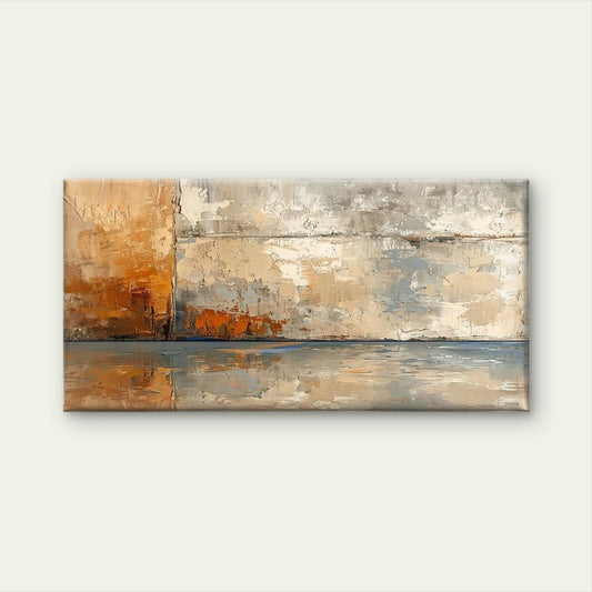 Beige Rust Textured Rustic Horizon Design Wall Art Canvas Office Home Framed 120x60cm