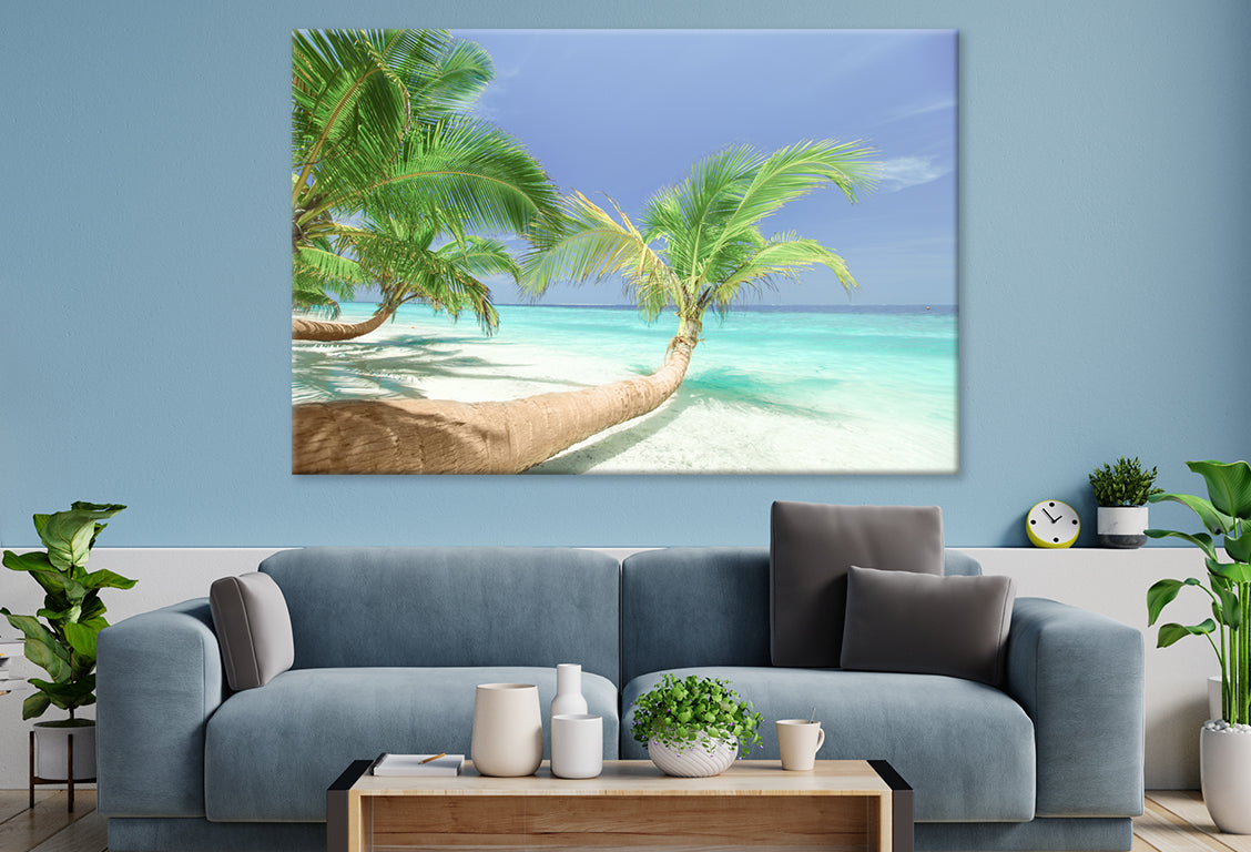 Coconut Trees Leaning to Sea Print 100% Australian Made