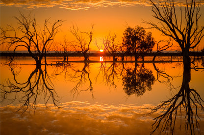 Beautiful sunrise over Lake Pinaroo in outback Australia  Wall Art Decor 100% Australian Made