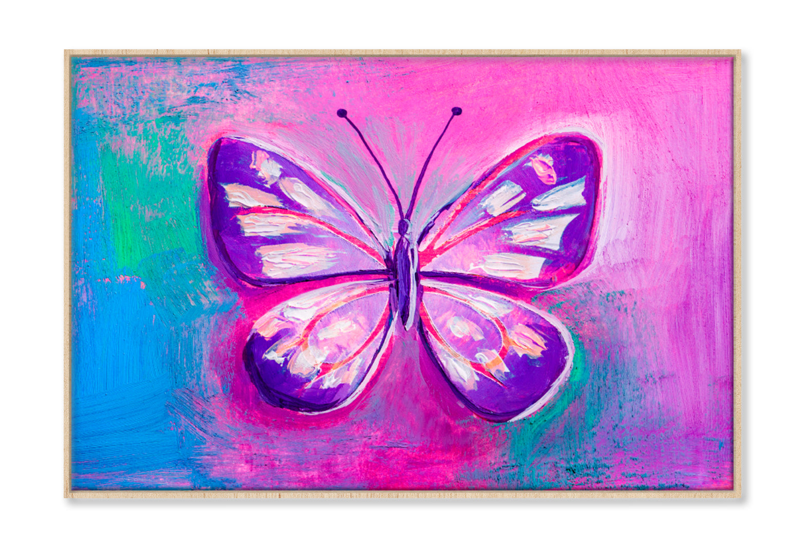 Abstract Butterfly Oil Painting Wall Art Limited Edition High Quality Print Canvas Box Framed Natural