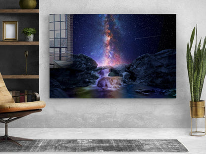 Waterfall Milkyway Sky UV Direct Aluminum Print Australian Made Quality