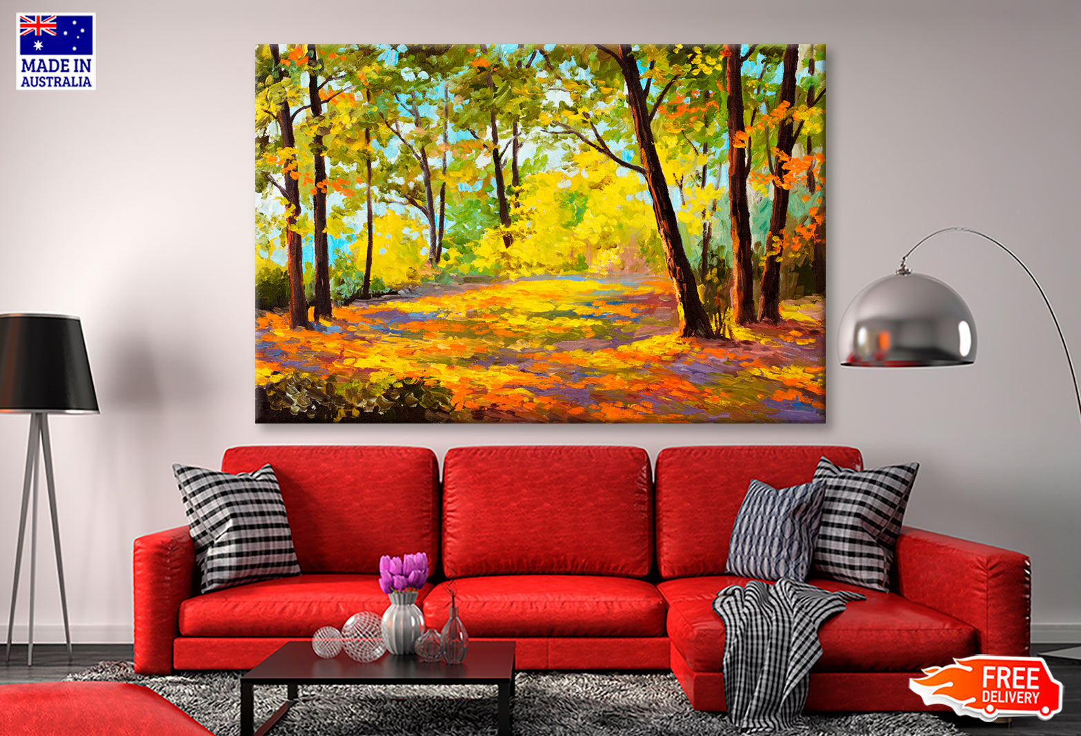 Autumn Yellow Forest Oil Painting Wall Art Limited Edition High Quality Print