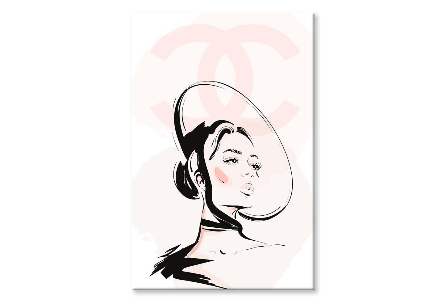 Black Peach Colored Girl Art Wall Art Limited Edition High Quality Print Stretched Canvas None