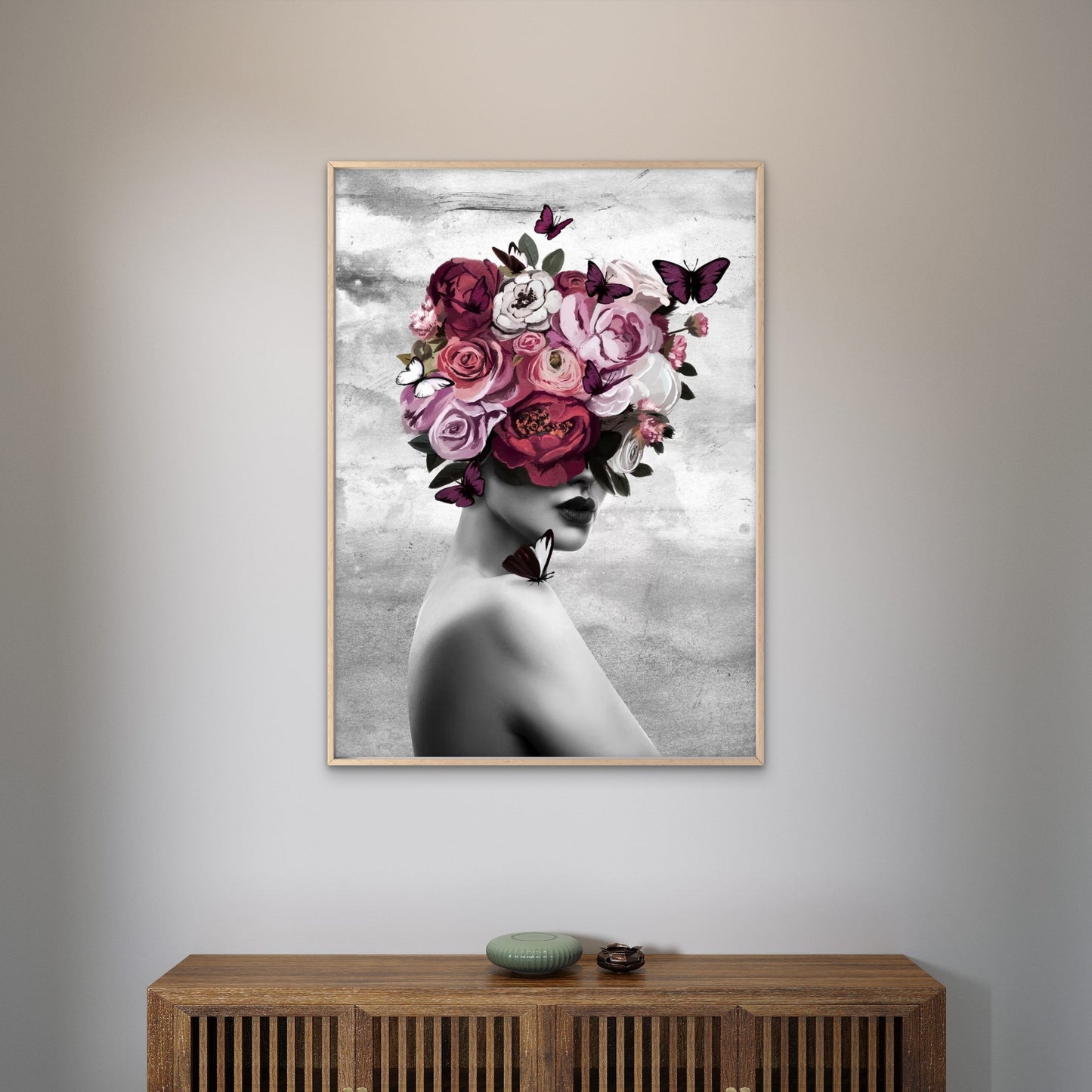 Pink Peony Flower Head Girl Fashion Home Decor Premium Quality Poster Print Choose Your Sizes - Bella Home Decor