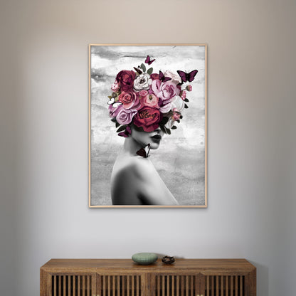 Pink Peony Flower Head Girl Fashion Home Decor Premium Quality Poster Print Choose Your Sizes - Bella Home Decor