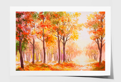 Colorful Autumn Forest Oil Painting Wall Art Limited Edition High Quality Print Unframed Roll Canvas None