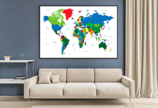 World map-countries Colors Home Decor Premium Quality Poster Print Choose Your Sizes