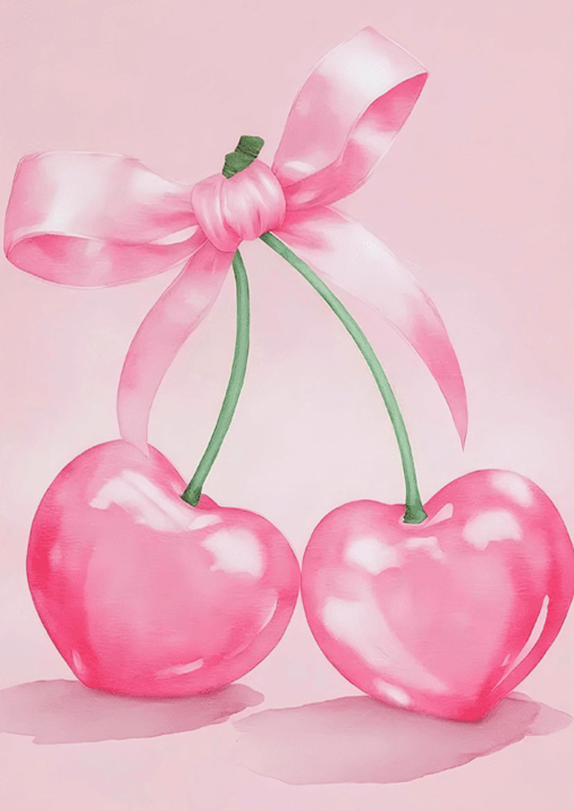 Trendy Pink Cherry Painting Fashion Home Decor Premium Quality Poster Print Choose Your Sizes - Bella Home Decor
