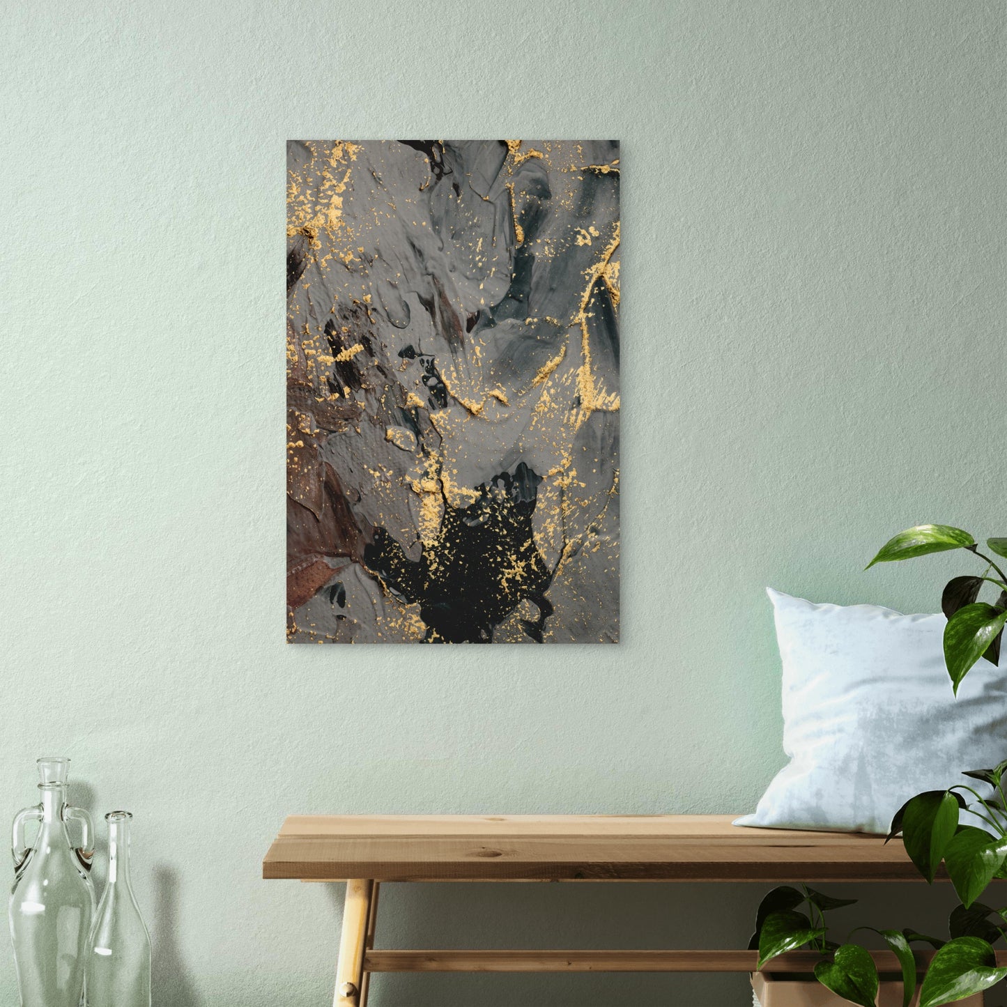 Grey Textured Foil Abstract Art 60x90cm Metal Print Ready to Hang - Bella Home Decor