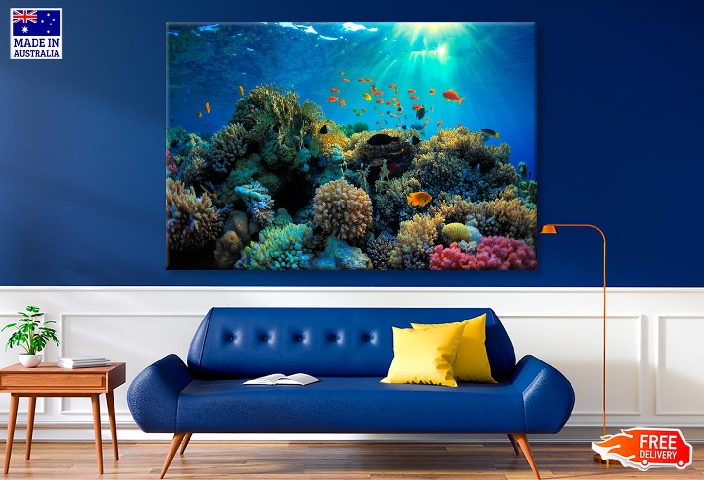 Beautiful Coral Reef and Mach Fish  Wall Art Decor 100% Australian Made